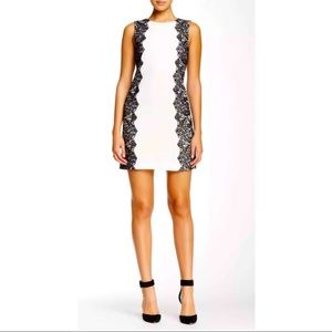$Reduced$ TRINA TURK Saba Ivory/ Black Lace Shift Dress